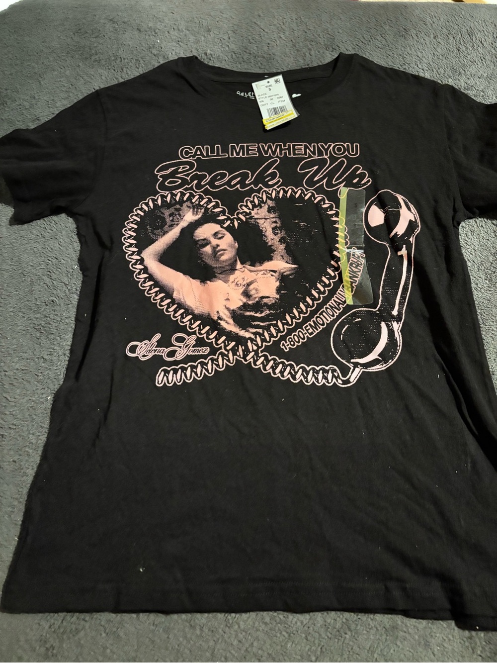 Call Me When You Break Up Graphic Tee - Black with Pink Print